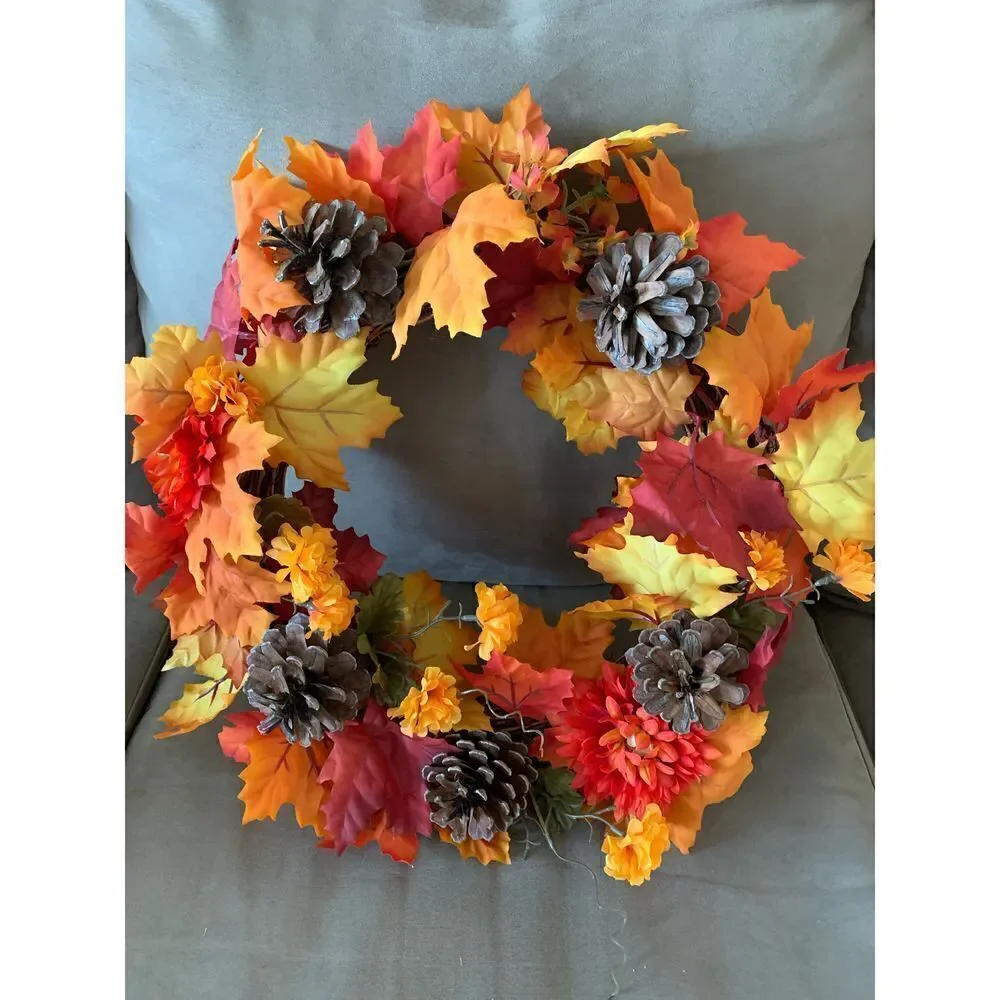 Handcrafted Fall Autumn Wreath Thanksgiving Harvest Door Decor